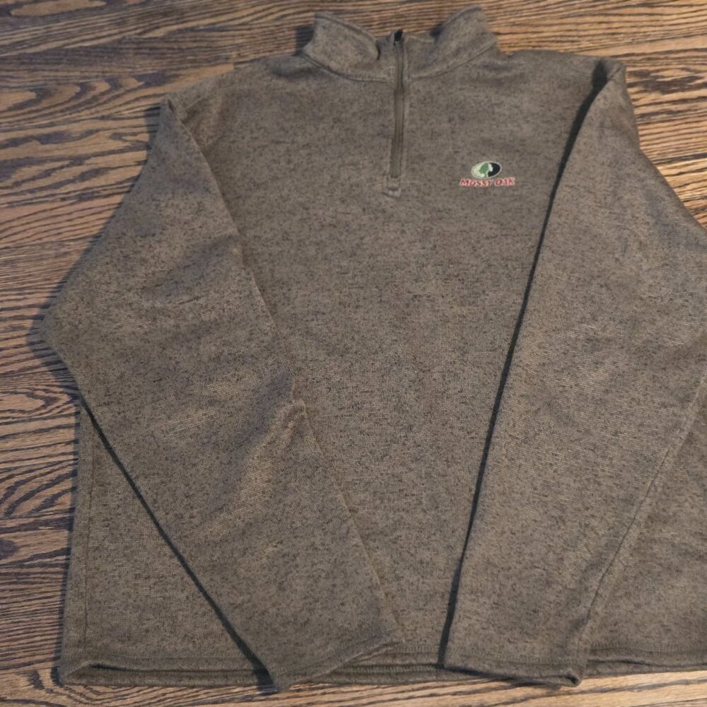Mossy Oak men's fleece quarter-zip mock neck pullover size 2XL khaki green/brown